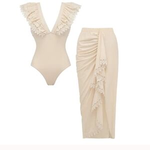 Flaxmaker Swimsuit And Skirt SET NWT